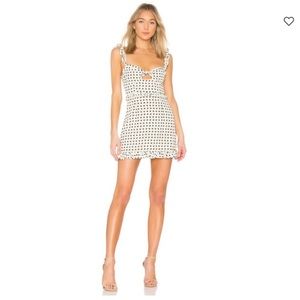 For Love & Lemons Sweetheart Mini Dress Heart Print Sleeveless Cream Black Sz S